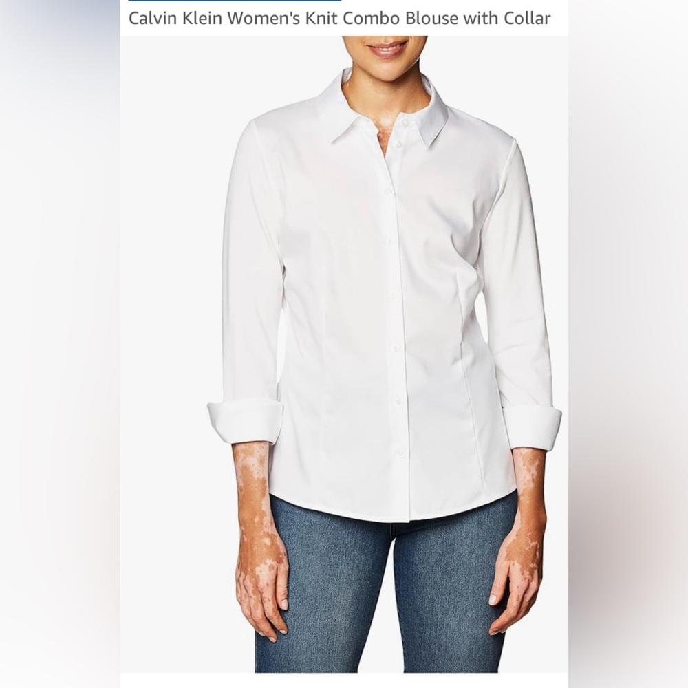 Calvin Klein Classic White Button-Down Blouse